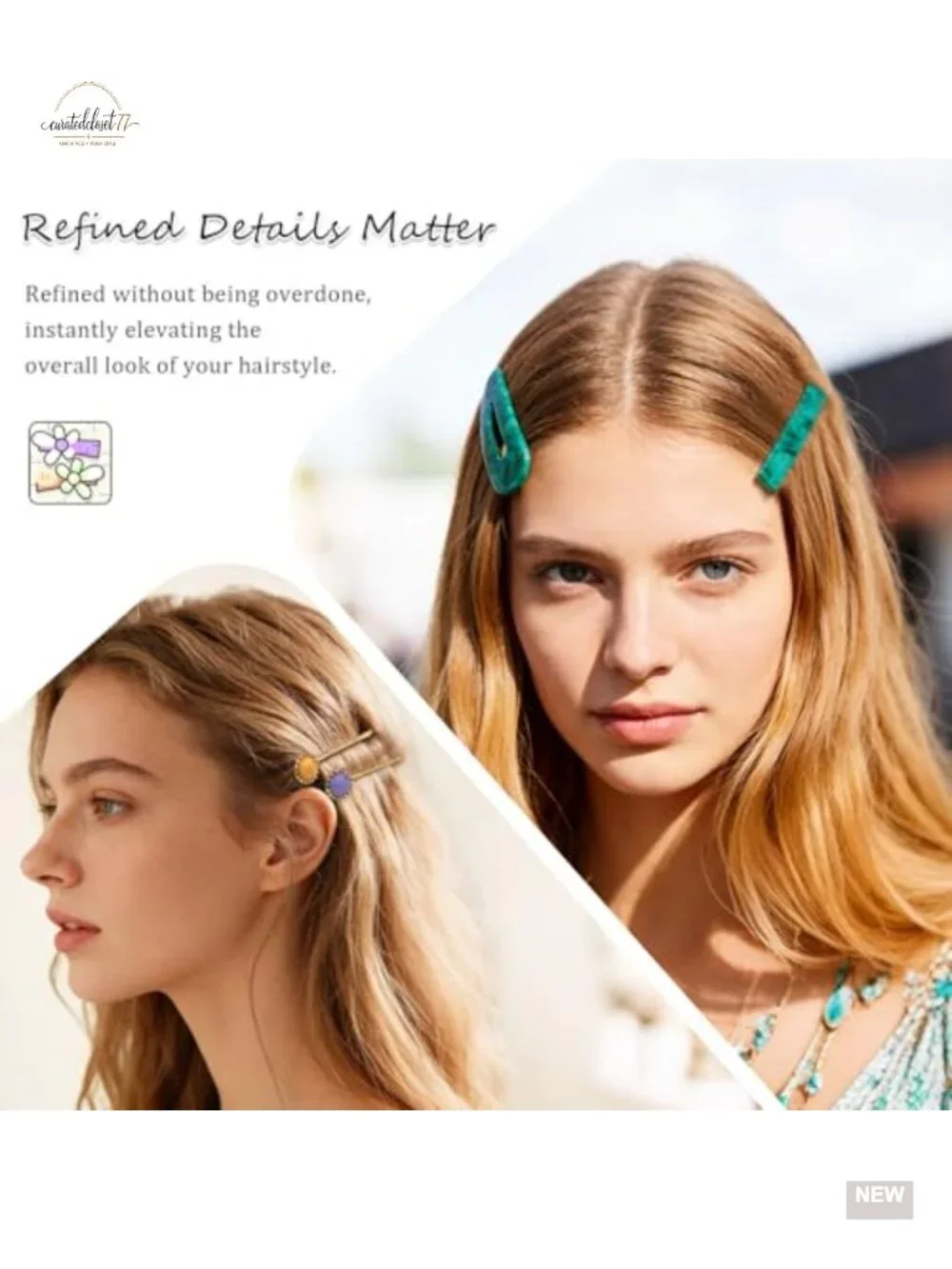 20pc Pearl Acrylic Resin Hair Clips Set Boho Barrettes Bobby Pins